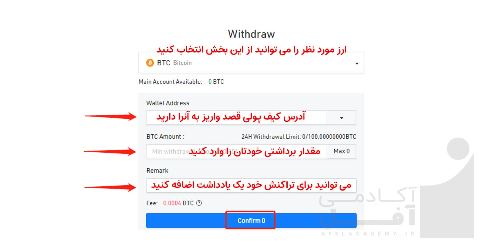 آموزش برداشت از صرافی کوکوین