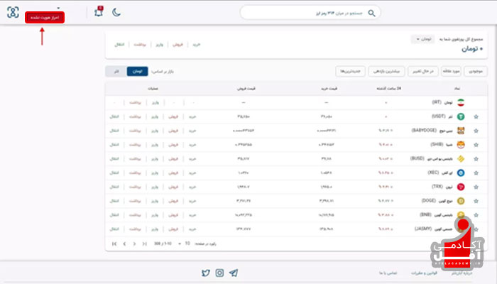 آموزش احراز هویت صرافی آبان تتر